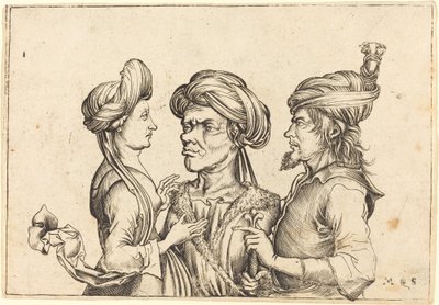 Três Figuras Orientais de Follower of Martin Schongauer