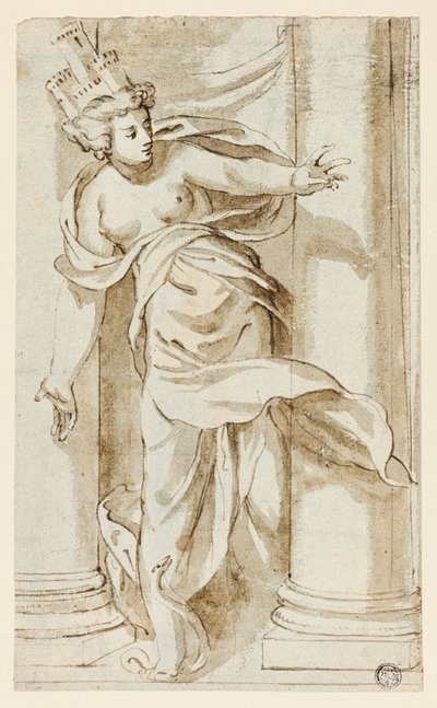 Cibele a pisar uma serpente de Follower of Paolo Farinato