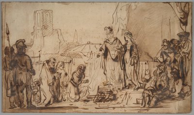 Cipião devolvendo a noiva espanhola à sua família de Follower of Rembrandt van Rijn