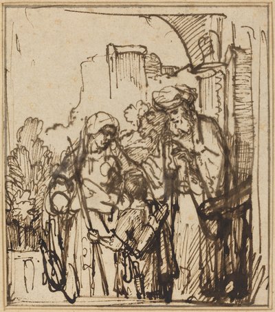 A demissão de Agar de Follower of Rembrandt van Rijn