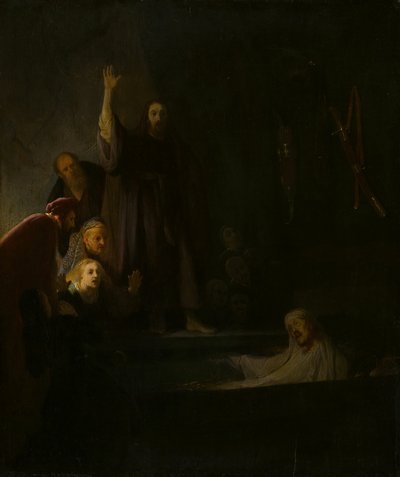 A Ressurreição de Lázaro de Follower of Rembrandt van Rijn