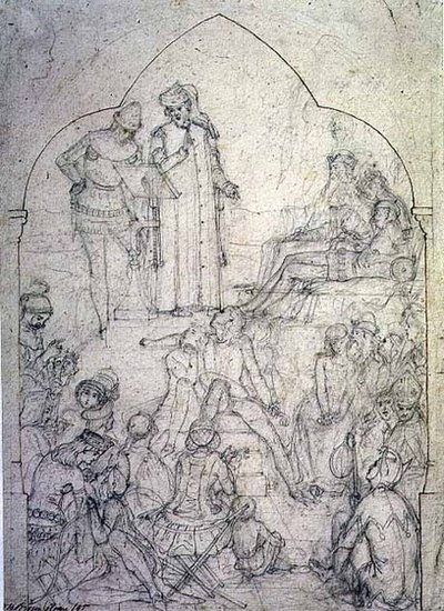 Chaucer na Corte de Eduardo III - Estudo, 1845 de Ford Madox Brown
