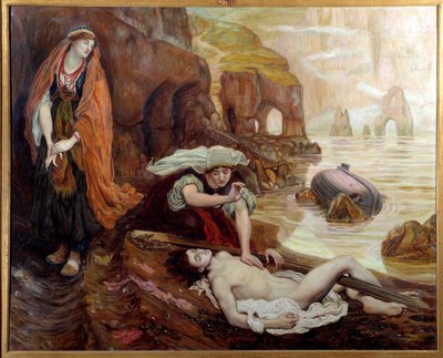 Haydee descobrindo o corpo de Don Juan Ilustração para a canção 2 de Lord Byron. Pintura de Ford Madox Brown (1821-1893) 1878 Sun. 1,15x1,42 m Paris, musee d