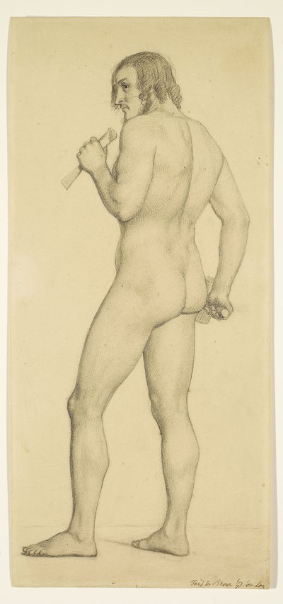 Homem - Estudo de nu académico posando como escultor de Ford Madox Brown