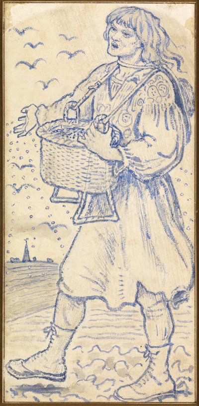 Novembro, the Sower: Study for a Tile at Queens College Hall, Cambridge de Ford Madox Brown