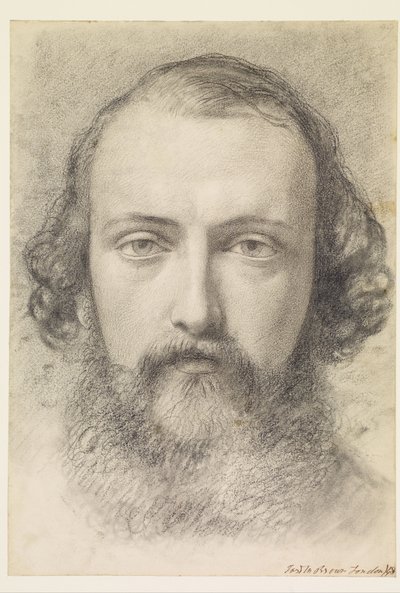 Retrato: Estudo da cabeça de Daniel Casey (rosto inteiro) de Ford Madox Brown