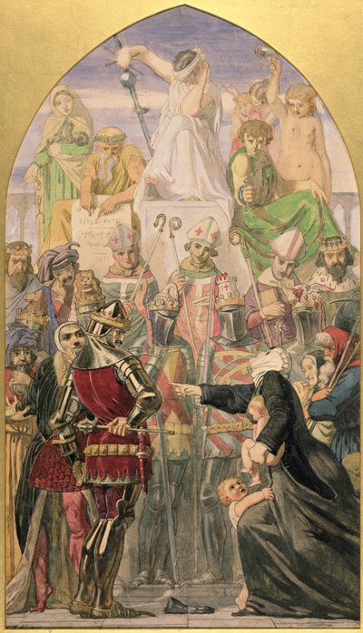 Estudo para "O Espírito da Justiça" (lápis, aguarela e aguarela sobre papel) de Ford Madox Brown