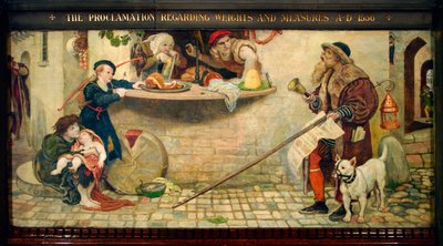 A Proclamação relativa aos pesos e medidas 1556 d.C. de Ford Madox Brown