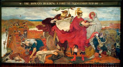 Os romanos constroem um forte em Mancenion 80 d.C. de Ford Madox Brown