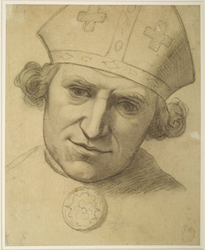 O espírito de justiça - Estudo para a cabeça de um bispo de Ford Madox Brown