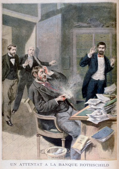 Explosão de uma bomba de cartas enviada ao Barão Alphonse de Rothschild, 1895 de Fortuné Méaulle