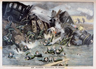 Acidente de trem militar em Dorpat, Rússia, 1897 de Fortuné Méaulle