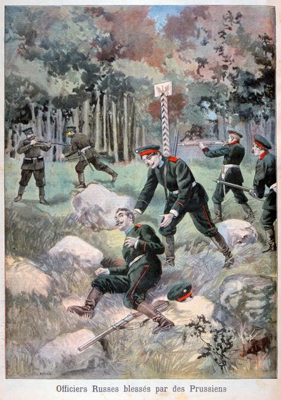 Oficial russo ferido pelos prussianos, fronteira russa, 1898 de Fortuné Méaulle