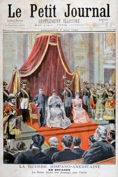 A Rainha Espanhola dando um discurso, Guerra Hispano-Americana, 1898 de Fortuné Méaulle