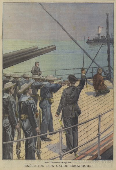 Um traidor britânico: execução de um sinalizador de semáforo a bordo de um navio de guerra de Fortune Louis Meaulle