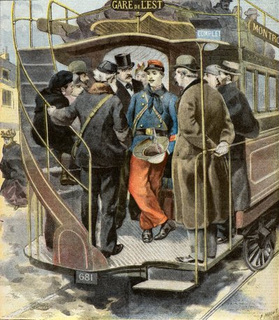 Um soldado de infantaria de regresso da expedição a Madagáscar, Paris 1896 (Gravura) de Fortune Louis Meaulle