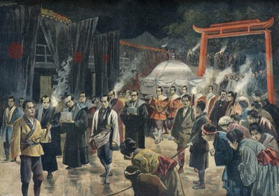 Enterro da Imperatriz Viúva Eisho, Quioto 1897 (Gravura) de Fortune Louis Meaulle