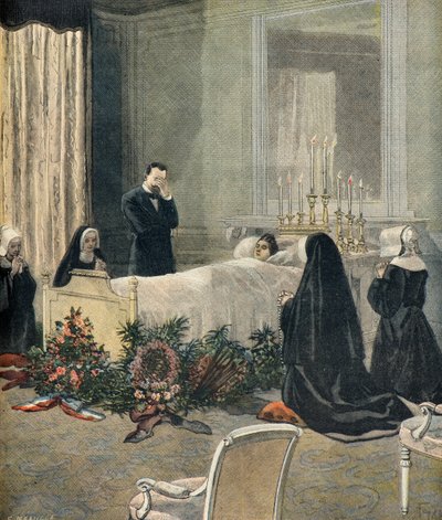 Cecile Carnot no seu leito de morte de Fortune Louis Meaulle