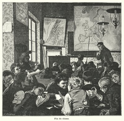 Fim da aula (gravura) de Fortune Louis Meaulle