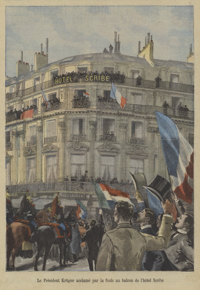 Paul Kruger, ex-presidente do Transvaal, na varanda do Hotel Scribe em Paris, recebendo a aclamação da multidão de Fortune Louis Meaulle