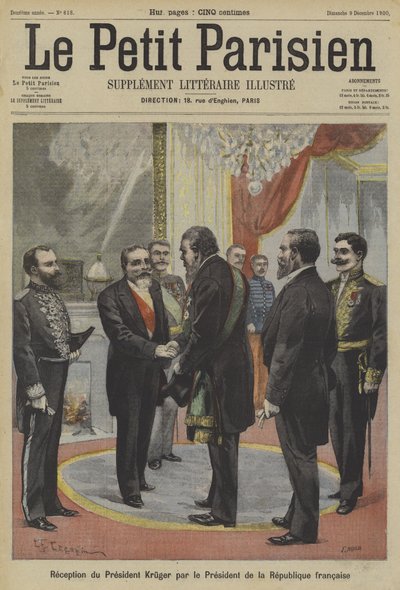Presidente Emile Loubet da França recebendo Paul Kruger, ex-presidente da Transvaal de Fortune Louis Meaulle