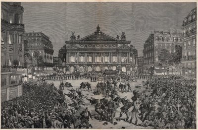 Riots em Paris, opondo-se à representação de "Lohengrin" de Richard Wagner no Palais Garnier 1891 - Demonstration patriotique, place de l