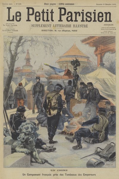 The Boxer Rebellion: um acampamento de soldados franceses perto dos túmulos dos imperadores chineses de Fortune Louis Meaulle