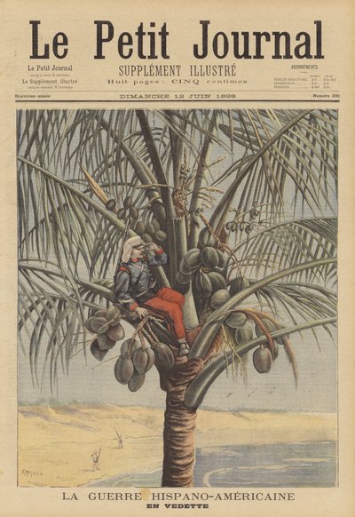 A guerra hispano-americana: um vigia espanhol em um coqueiro de Fortune Louis Meaulle