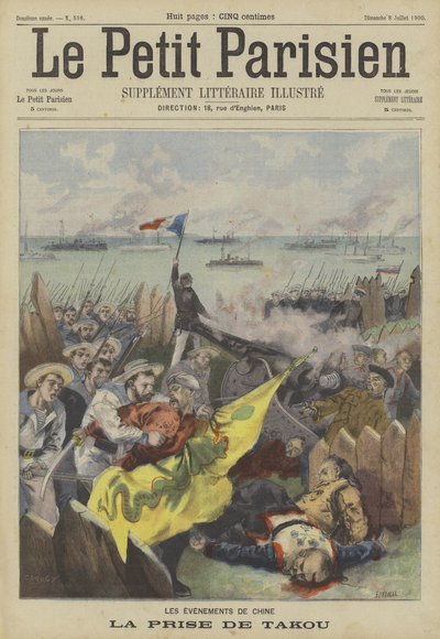 A captura de Taku pelos aliados durante a Rebelião dos Boxers, China de Fortune Louis Meaulle