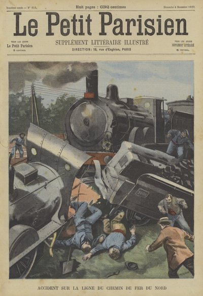 Acidente de trem na Chemin du Fer du Nord, França de Fortune Louis Meaulle