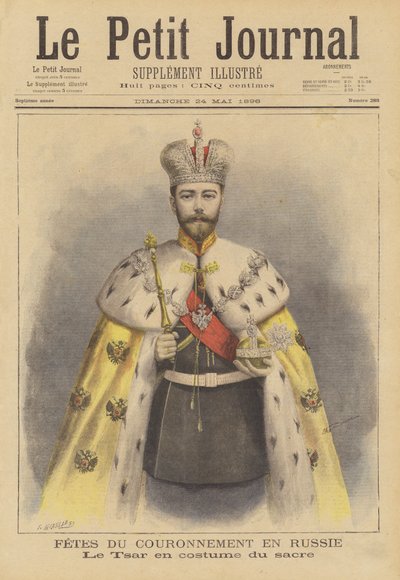 Czar Nicolau II da Rússia em suas vestes de coroação de Fortune Louis Meaulle