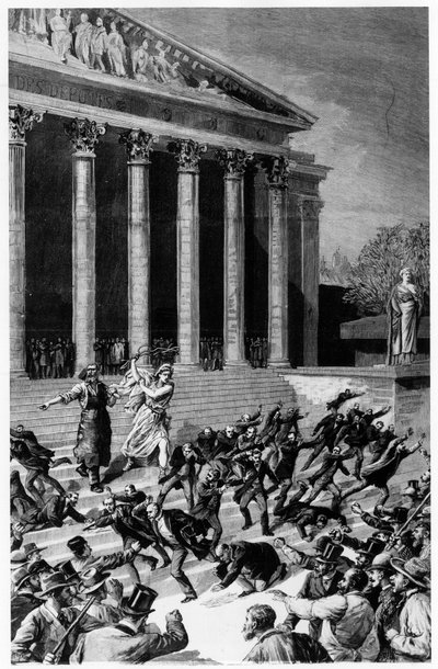 Sufrágio universal e a República perseguindo os mercadores do templo - em "Le Journal illustré" de 25/12/1892, composição de Henri Meyer, gravura de Meaulle. de Fortune Louis Meaulle