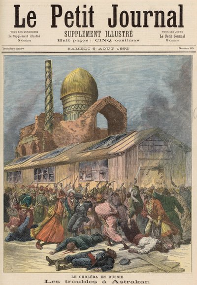 Cólera na Rússia: Os problemas em Astrakhan, de &39;Le Petit Journal&39;, 6 de agosto de 1892 de Fortune Louis Meaulle and Henri Meyer