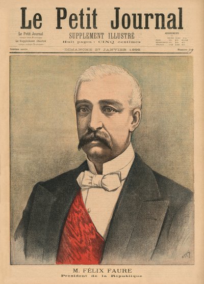 Felix Faure, Presidente da República Francesa, ilustração da capa do &39;Le Petit Journal&39;, suplemento ilustrado, 27 de janeiro de 1895 de Fortune Louis Meaulle and Henri Meyer
