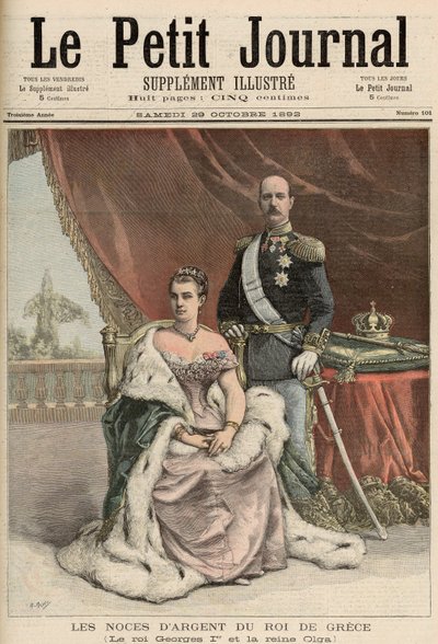 O Aniversário de Casamento de Prata do Rei da Grécia, de &39;Le Petit Journal&39;, 29 de outubro de 1892 de Fortune Louis Meaulle and Henri Meyer