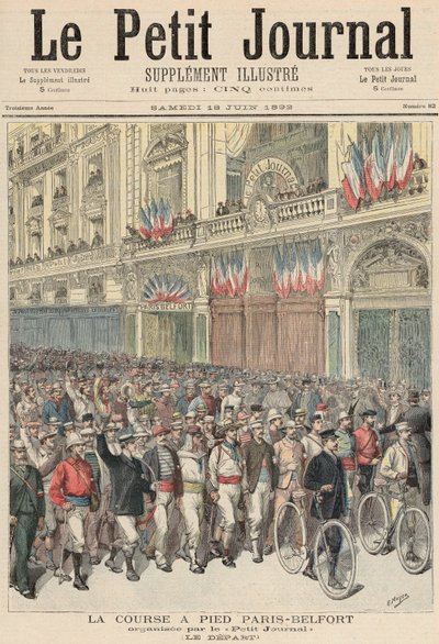 O início da corrida de rua de Paris a Belfort, de &39;Le Petit Journal&39;, 18 de junho de 1892 de Fortune Louis Meaulle and Henri Meyer
