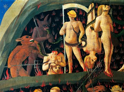 Juízo Final por Giovanni da Fiesole, conhecido como Fra Angelico (cerca de 1400-1455), tempera sobre madeira de Fra (c.1387 1455) Angelico
