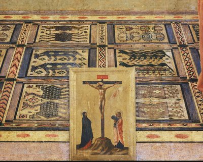 Crucificação, detalhe do painel principal do retábulo de San Marco (Pintura em madeira de Fra  Angelico