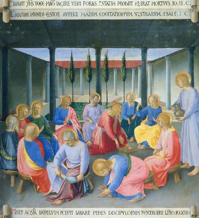 Inset retratando a lavagem dos pés, painel do Armadio degli Argenti (Peito de Prata) com vida de Jesus de Fra (c.1387 1455) Angelico