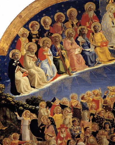 O Juízo Final: detalhe dos Santos no Paraíso. Pintura de Guido di Pietro (ou Fra Giovanni da Fiesole) chamada Fra Angelico ou il Beato (1400-1455) de Fra  Angelico