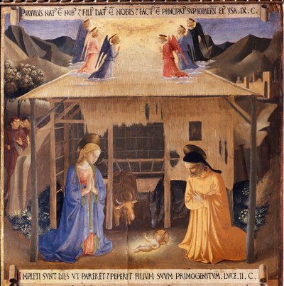 Vida de Cristo : a Natividade, Armadio degli Argenti. (Tempera sobre madeira de Fra  Angelico