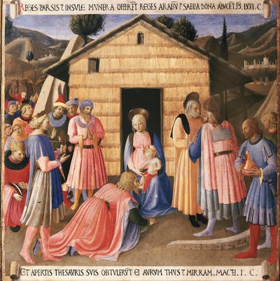Vida de Cristo : a adoração dos magos, Armadio degli Argenti. (Tempera sobre madeira de Fra  Angelico
