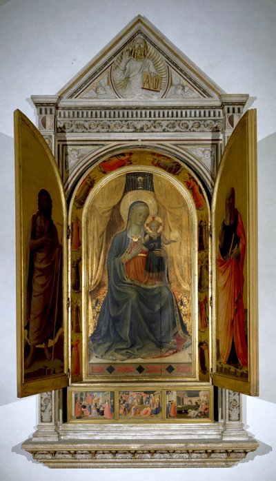 Altareiro de Liniers (aberto): Virgem e criança. (Pintura sobre madeira de Fra  Angelico