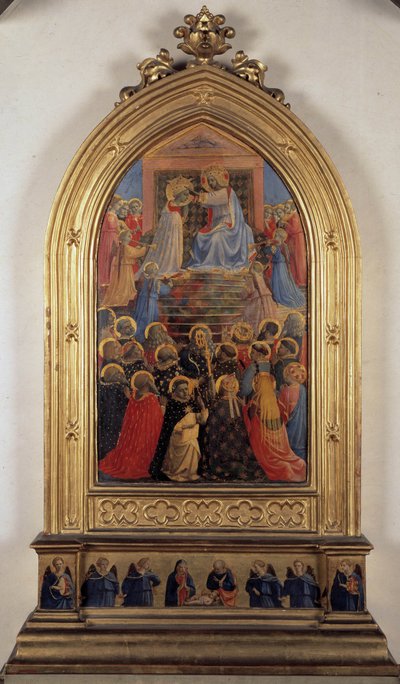 A Coroação da Virgem (Pintura sobre madeira) de Fra  Angelico