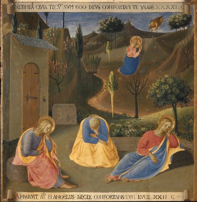 A agonia no jardim do Getsêmani. A vida de Cristo, Armadio degli Argenti. (Tempera na madeira de Fra  Angelico
