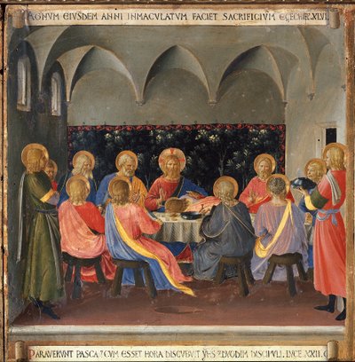 A última ceia. A vida de Cristo, Armadio degli Argenti. (Tempera sobre madeira de Fra  Angelico