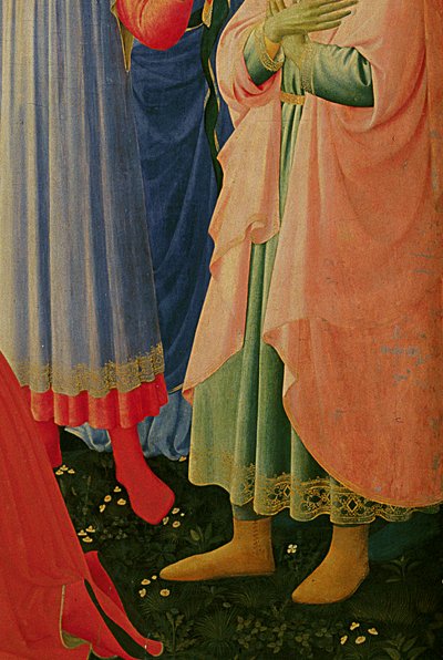 Detalhe do retábulo de Santa Trinita, moldura e pináculos por Lorenzo Monaco de Fra Angelico