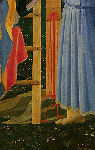 Detalhe do retábulo de Santa Trinita, moldura e pináculos por Lorenzo Monaco de Fra Angelico