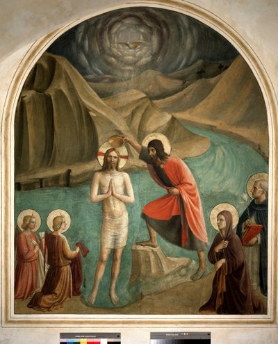Batismo de Cristo por São João Batista - afresco por Guido di Pietro de Fra Angelico