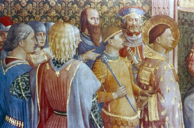 St Laurence antes do detalhe do tribunal de Deciuss, meados do século XV. de Fra Angelico